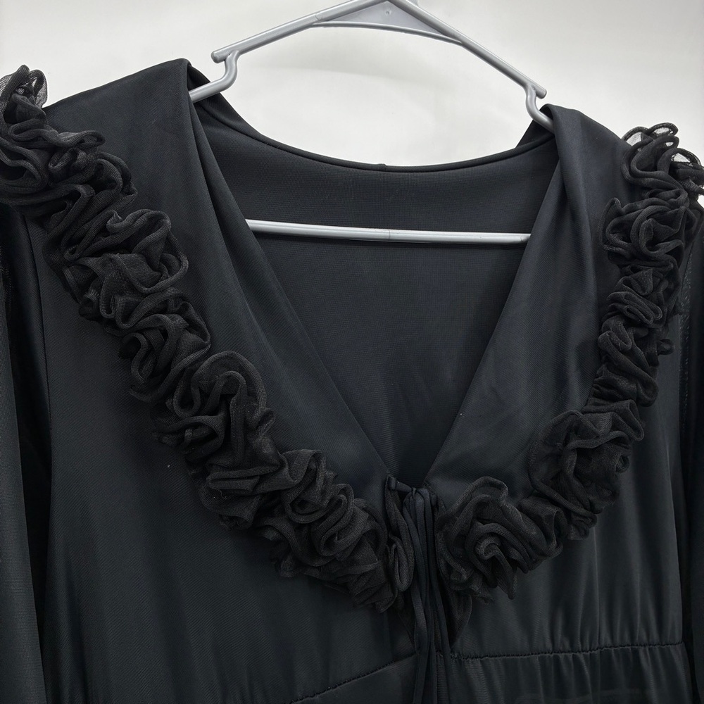 Vintage 1960s Women’s Nightgown Palazzo Pajamas Sheer Lingerie Black Medium - Picture 5 of 11